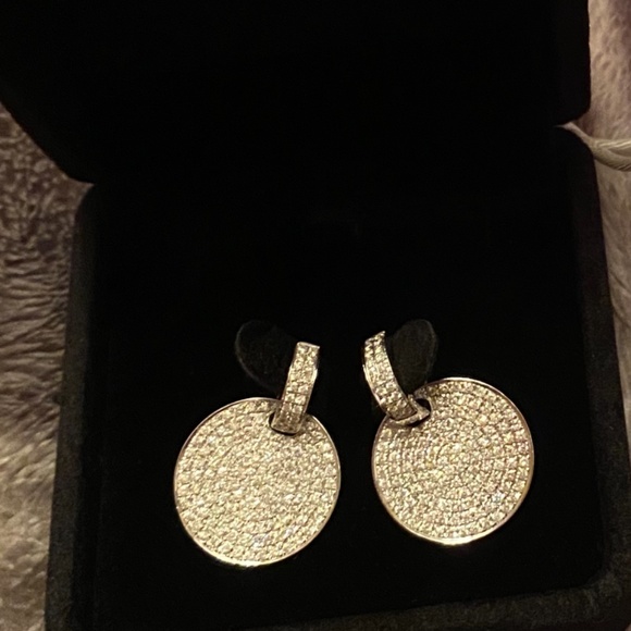 TAL DESIGNS 14KT DIAMOND EARRINGS DISCS & HUGGIES GSI1 2.55CTS W/G 585 BRAND NEW - Picture 8 of 13